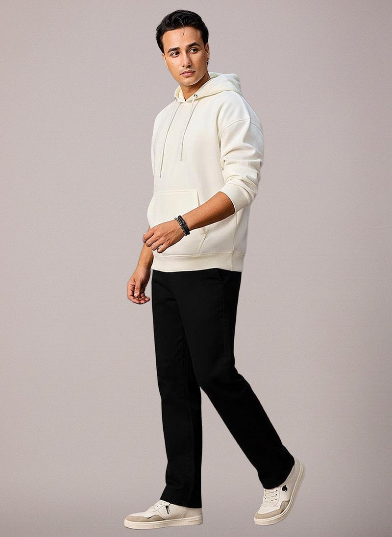 Urbano Fashion Men's Black Cotton Slim Fit Casual Chinos Trousers Stretch - Image 1